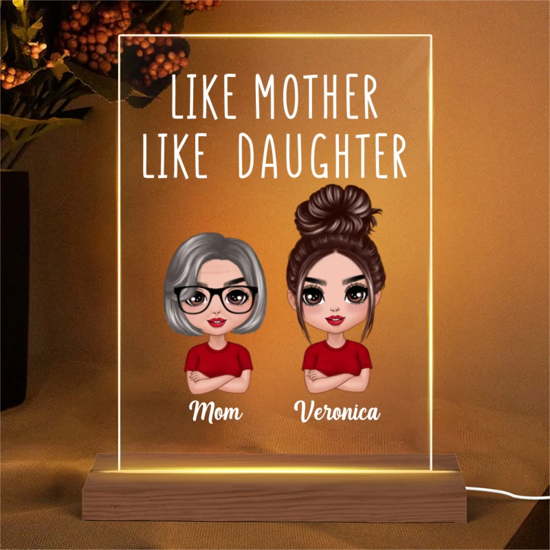 Like Mother Like Daughter Doll Women Personalized Rectangle Acrylic Plaque LED Lamp Night Light - Image 4