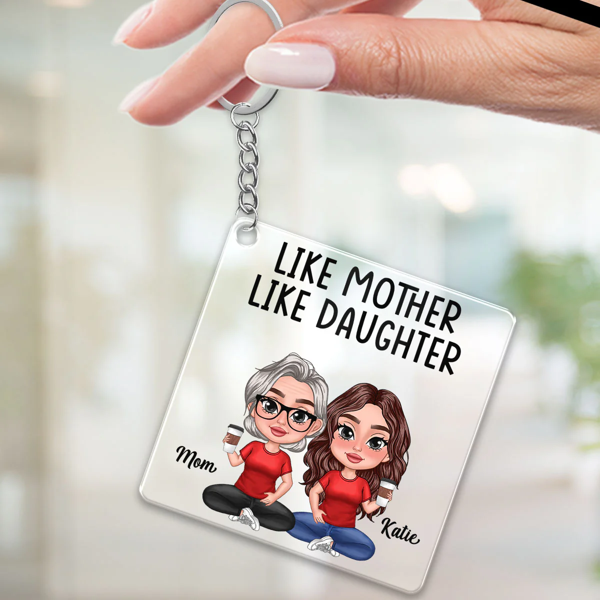 Like Mother Like Daughter Doll Women Thick Lips Personalized Acrylic Keychain - Image 2