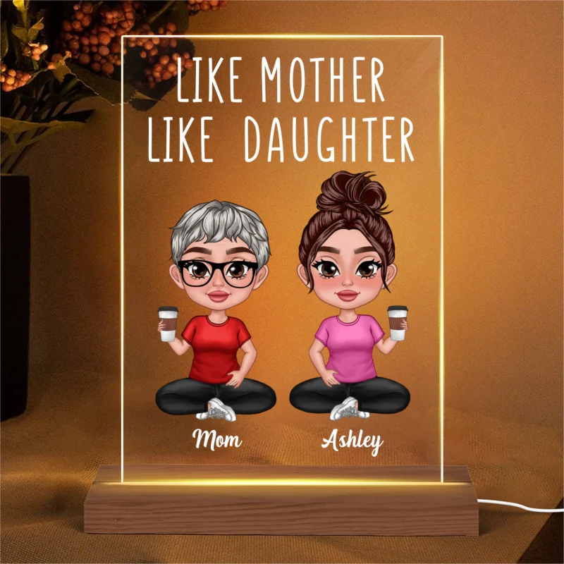Like Mother Like Daughter Doll Women Thick Lips Personalized Rectangle Acrylic Plaque With LED Night Light - Image 4
