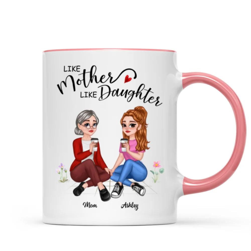 Like Mother Like Daughter Pretty Cartoon Mom & Daughter Personalized Mug - Image 8