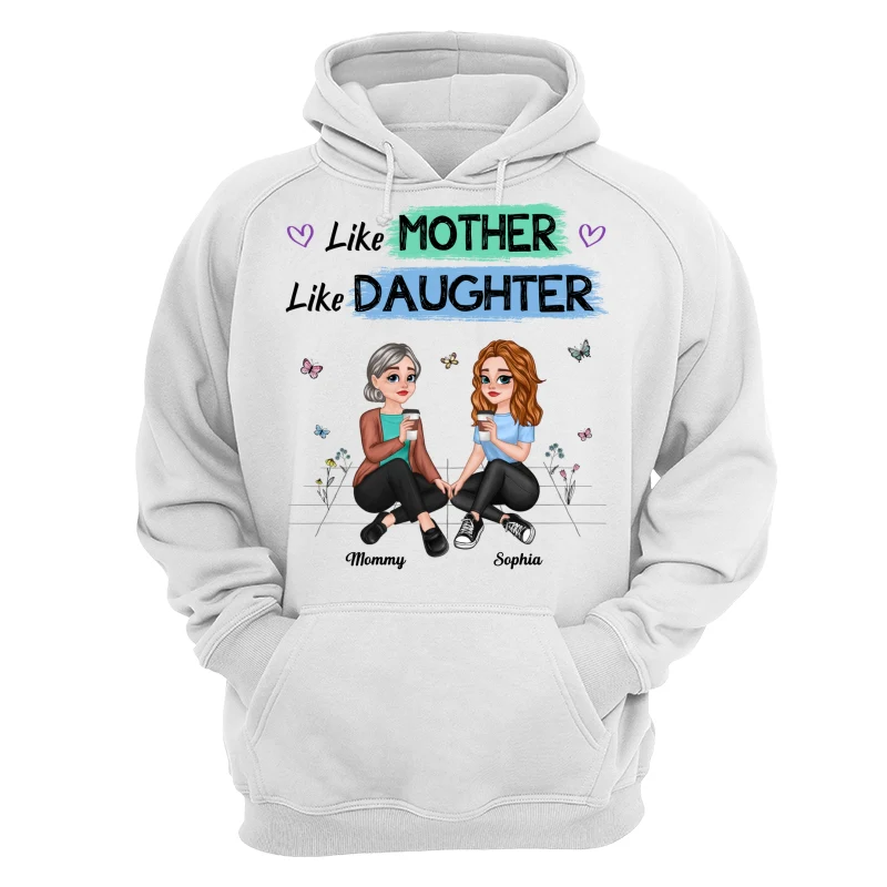 Like Mother Like Daughter Pretty Cartoon Mom Daughter Sitting Personalized Shirt - Image 13
