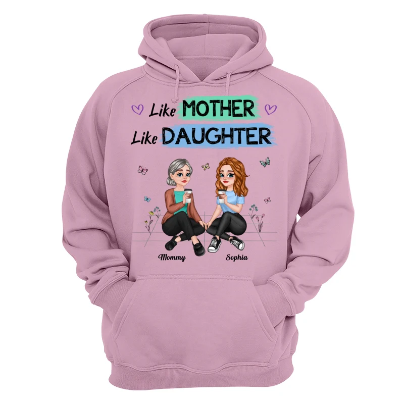 Like Mother Like Daughter Pretty Cartoon Mom Daughter Sitting Personalized Shirt - Image 15