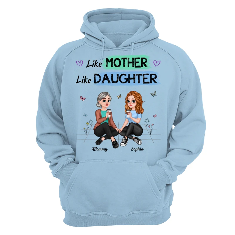 Like Mother Like Daughter Pretty Cartoon Mom Daughter Sitting Personalized Shirt - Image 16