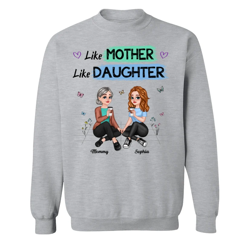 Like Mother Like Daughter Pretty Cartoon Mom Daughter Sitting Personalized Shirt - Image 18