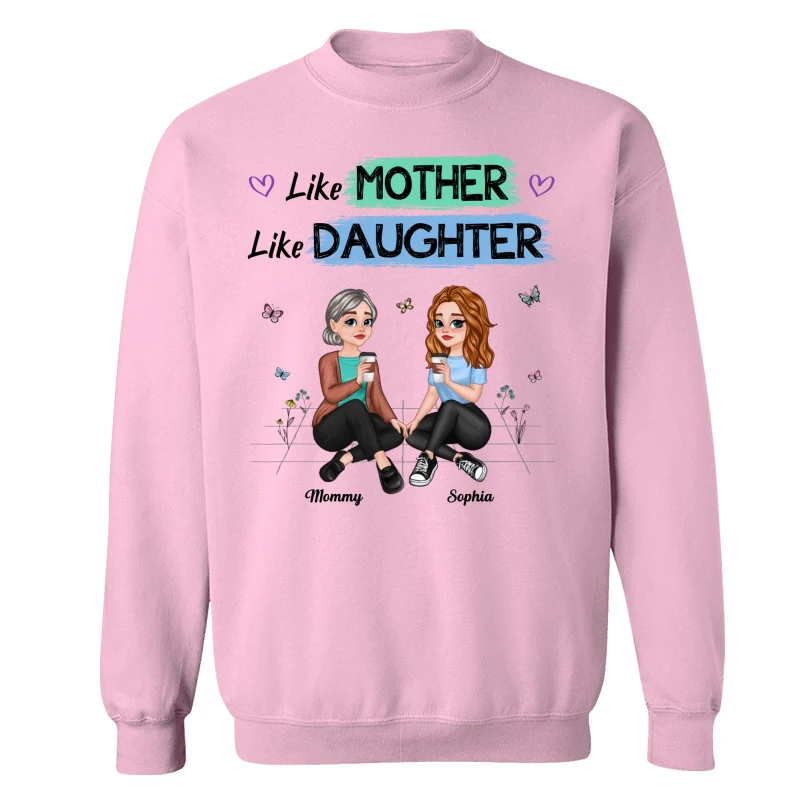 Like Mother Like Daughter Pretty Cartoon Mom Daughter Sitting Personalized Shirt - Image 19