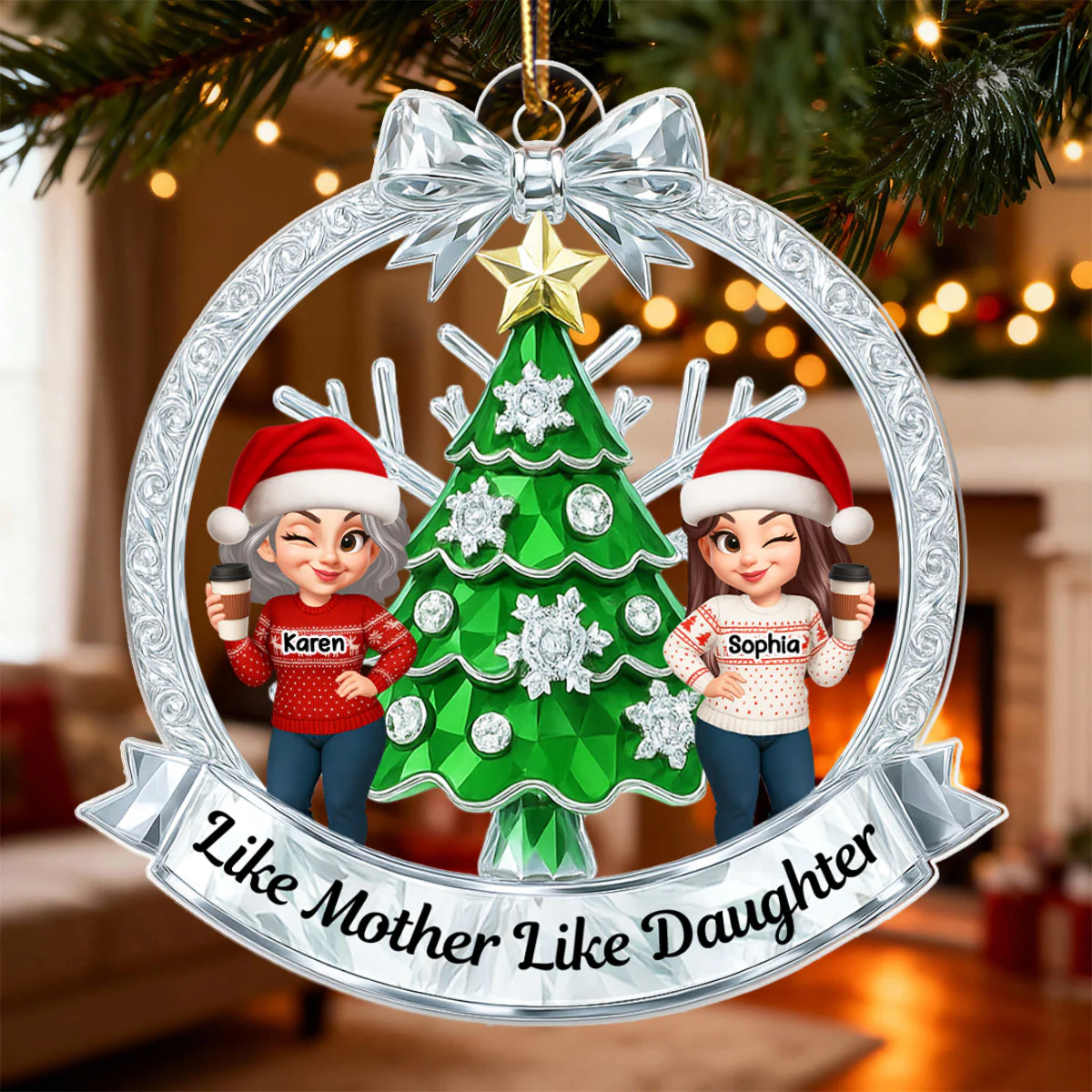 Like Mother Like Daughter - Personalized Acrylic Ornament - Christmas Gift for Mom, Daughter - Image 4