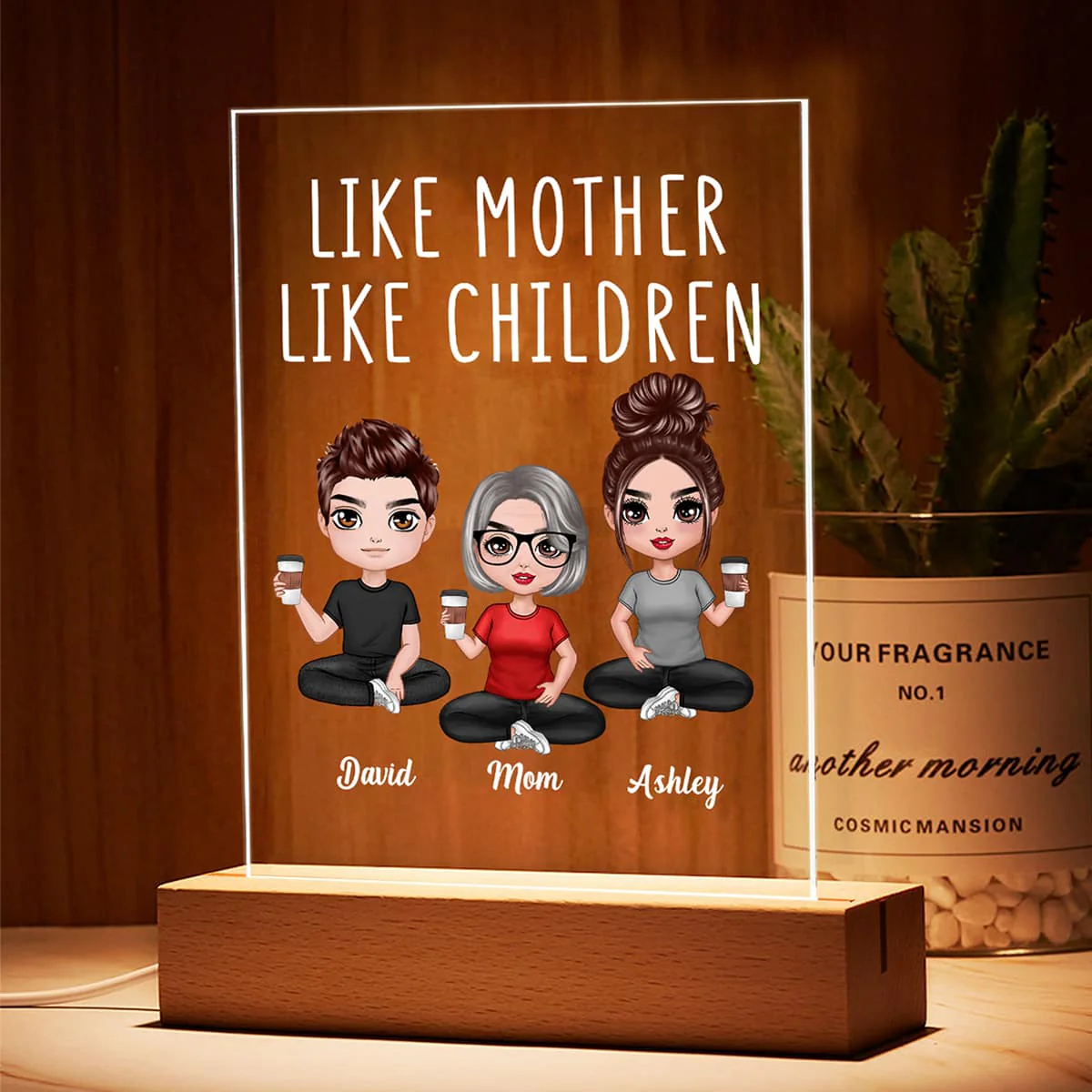 Like Mother Like Daughter Son Doll Mom And Daughters Sons Personalized Rectangle LED Night Light - Image 3