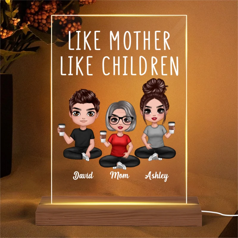 Like Mother Like Daughter Son Doll Mom And Daughters Sons Personalized Rectangle LED Night Light - Image 4