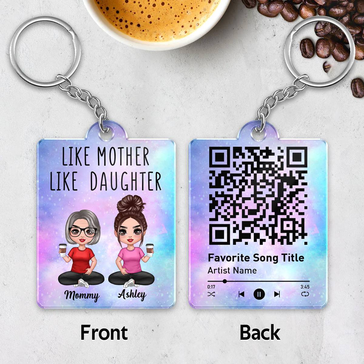 Like Mother Like Daughters Favorite Song Scannable QR Code Personalized Acrylic Keychain - Image 4
