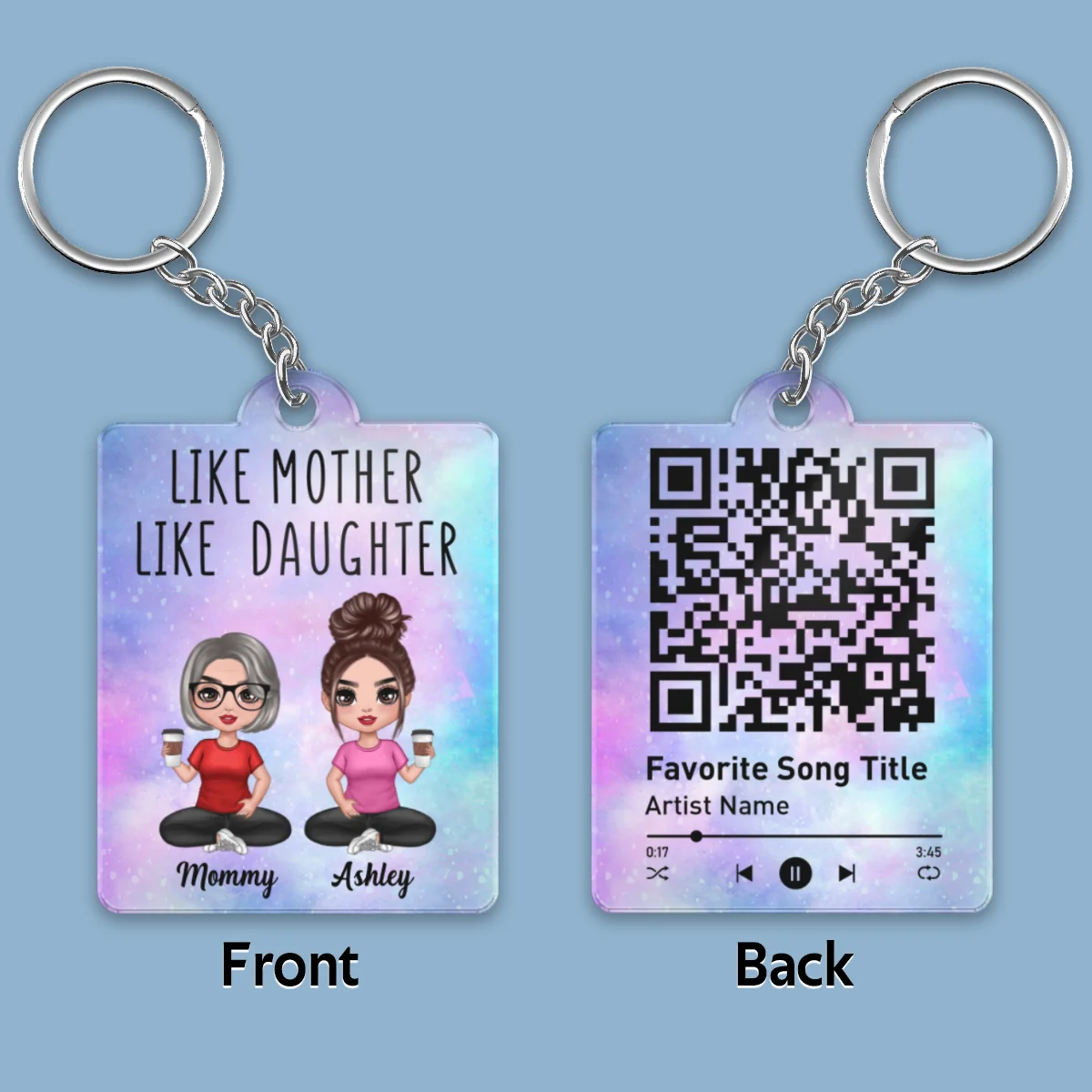 Like Mother Like Daughters Favorite Song Scannable QR Code Personalized Acrylic Keychain - Image 5