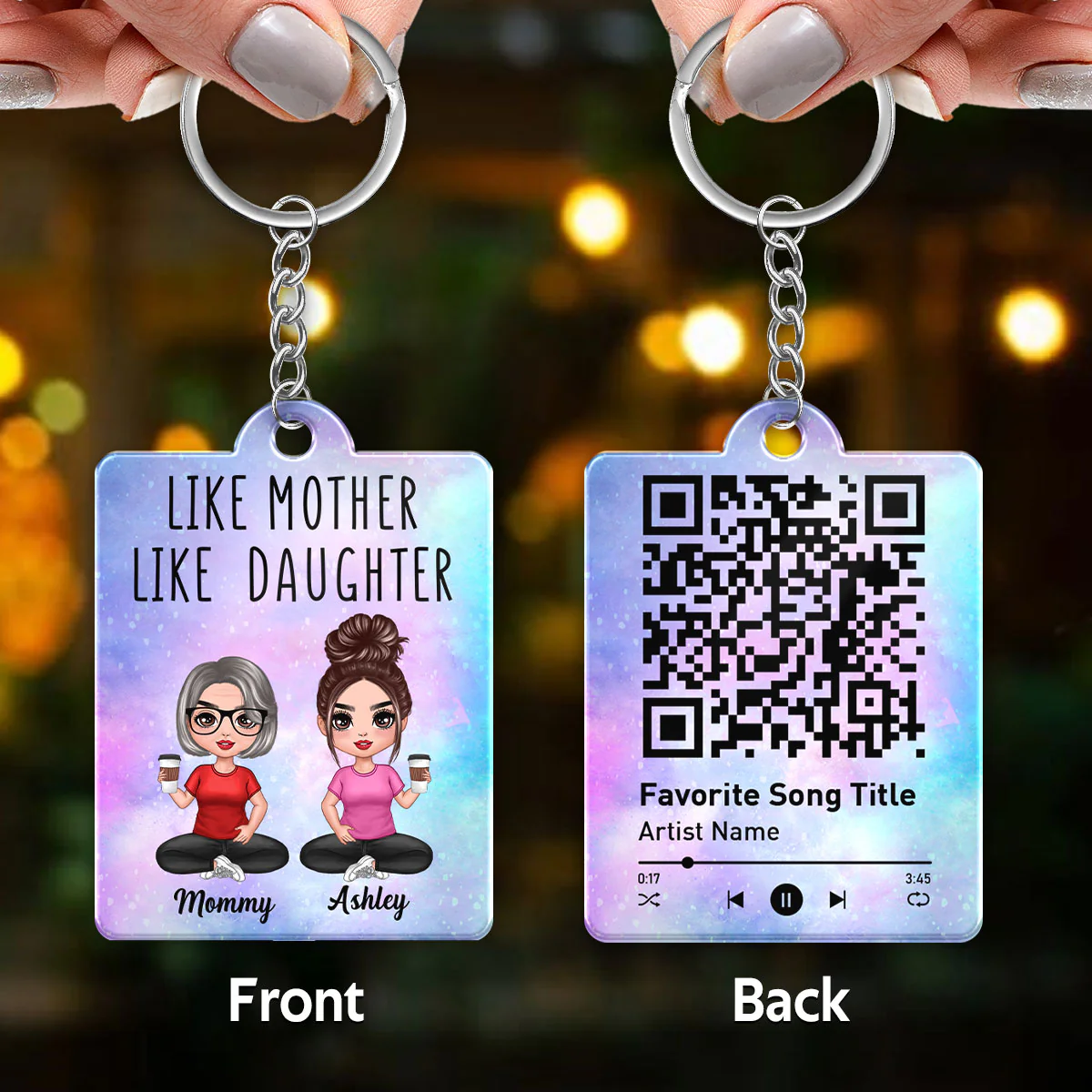Like Mother Like Daughters Favorite Song Scannable QR Code Personalized Acrylic Keychain