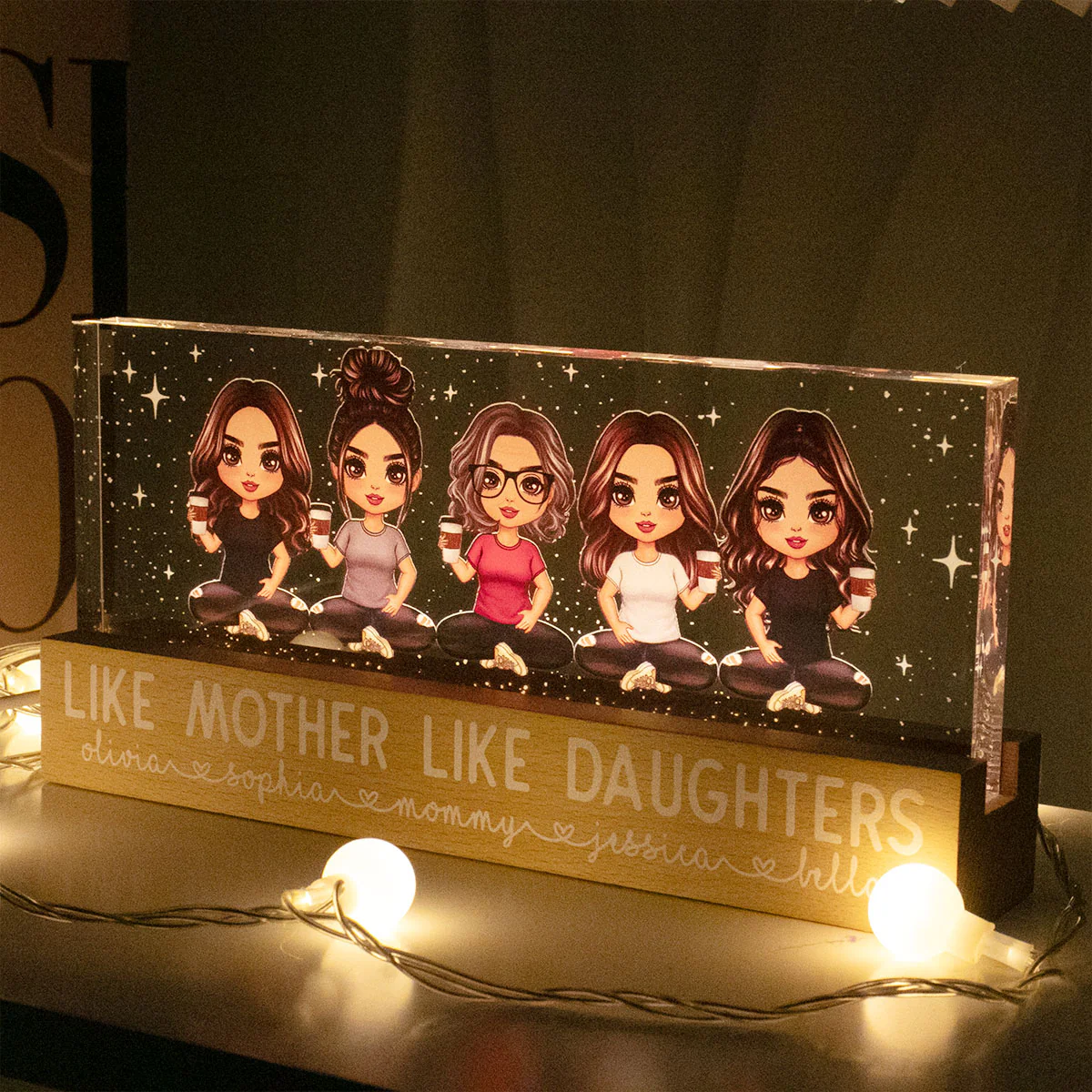 Like Mother Like Daughters Personalized Acrylic Block LED Night Light - Image 2