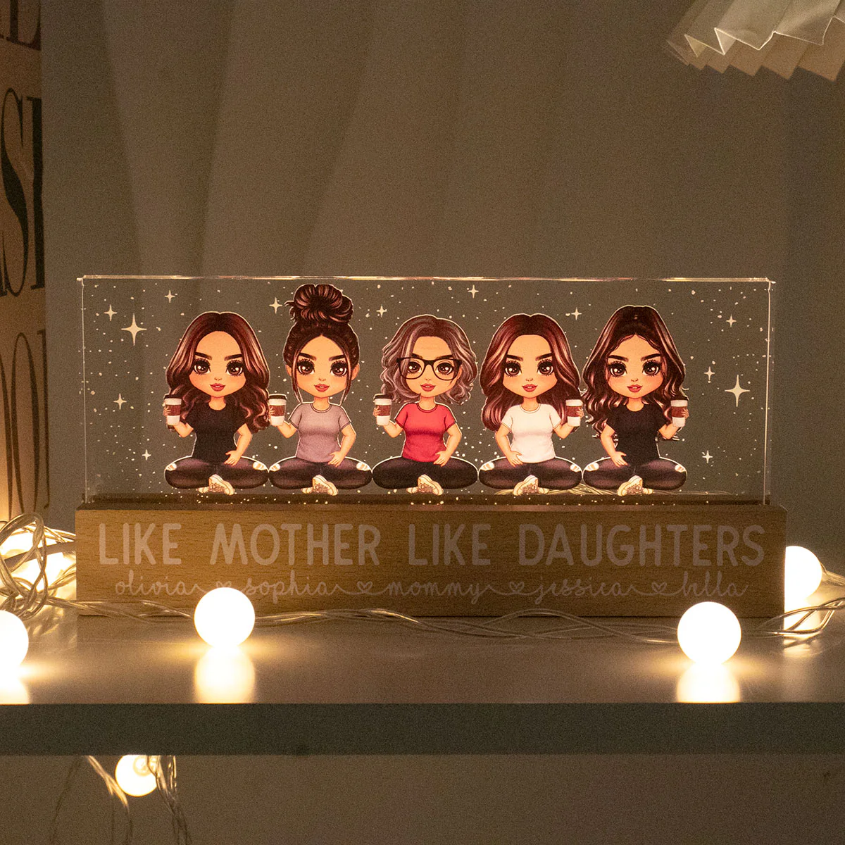 Like Mother Like Daughters Personalized Acrylic Block LED Night Light - Image 3