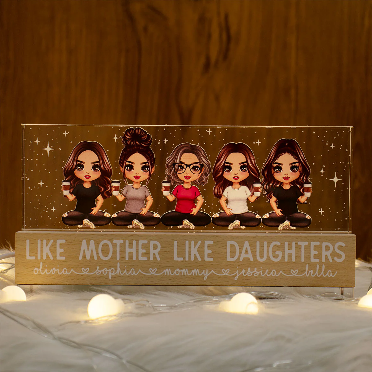 Like Mother Like Daughters Personalized Acrylic Block LED Night Light - Image 4
