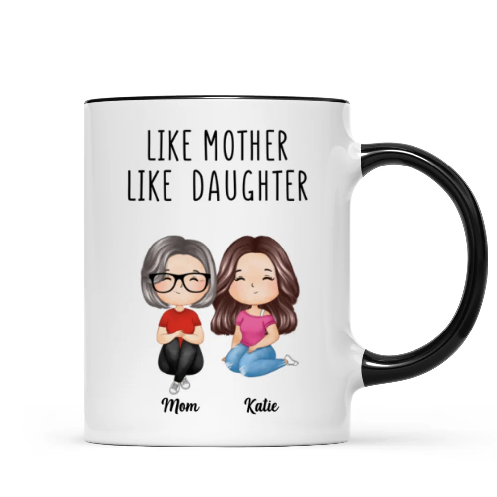 Like Mother Like Daughters Watercolor Style Women Sitting Gift For Mom Daughters Personalized Mug - Image 5