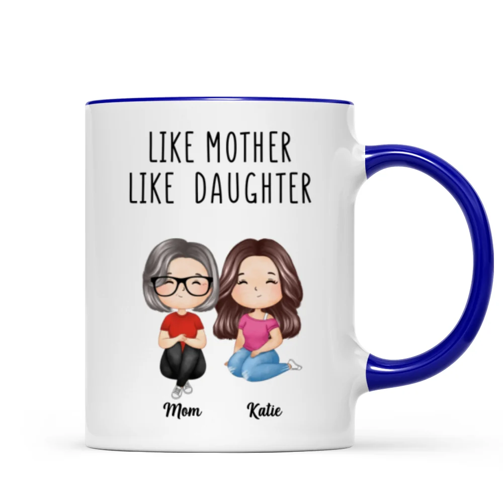 Like Mother Like Daughters Watercolor Style Women Sitting Gift For Mom Daughters Personalized Mug - Image 6