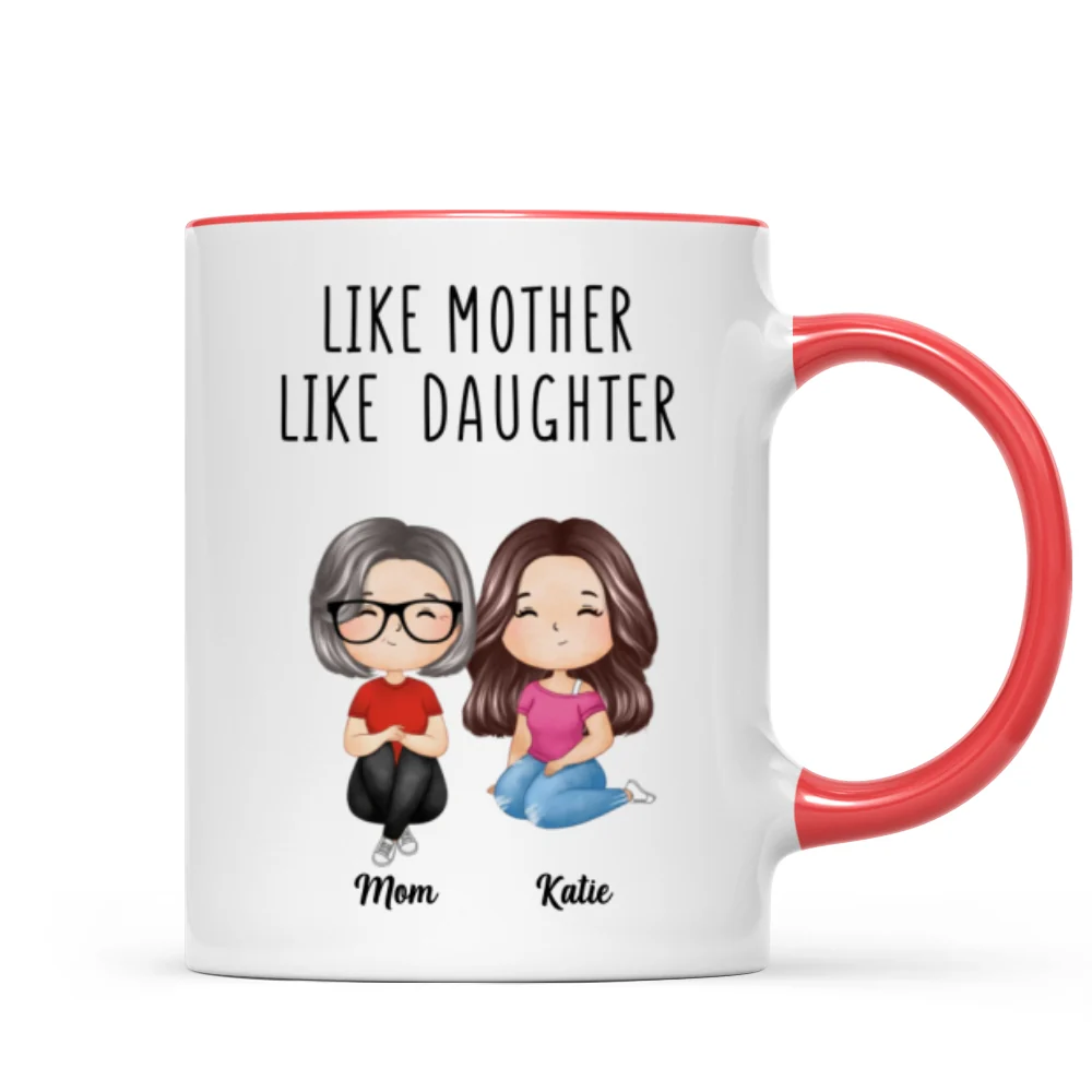 Like Mother Like Daughters Watercolor Style Women Sitting Gift For Mom Daughters Personalized Mug - Image 7