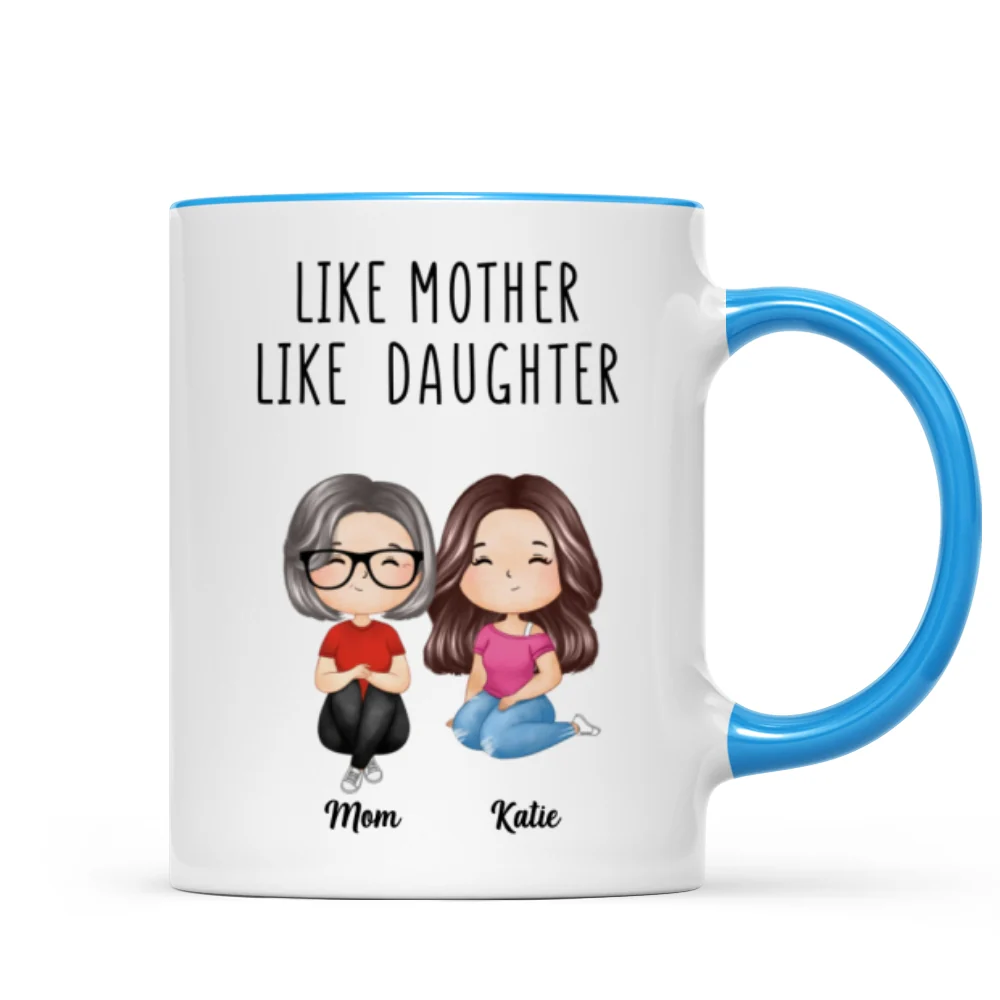 Like Mother Like Daughters Watercolor Style Women Sitting Gift For Mom Daughters Personalized Mug - Image 8