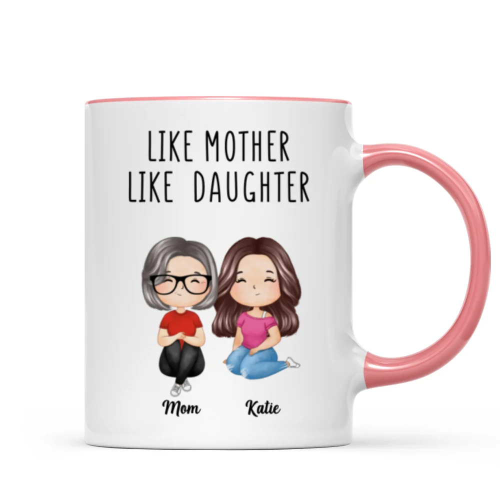 Like Mother Like Daughters Watercolor Style Women Sitting Gift For Mom Daughters Personalized Mug - Image 9
