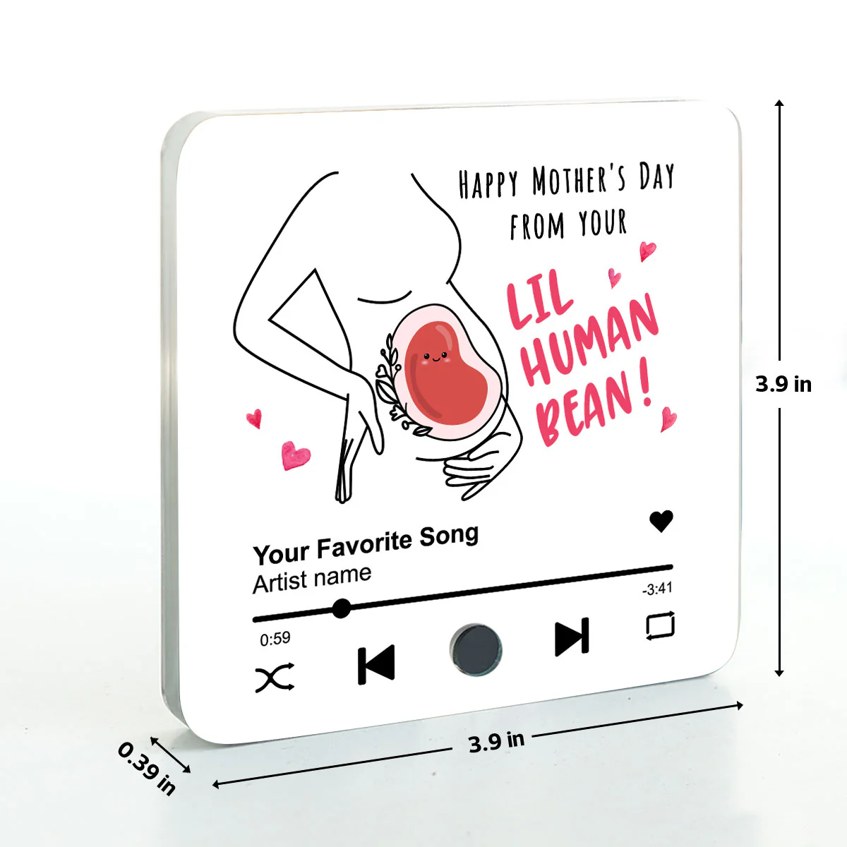 Lil Human Bean Personalized Music Fridge Magnet, Perfect Gift For Pregnant Wife, Custom Favorite Song As Messages - Image 8
