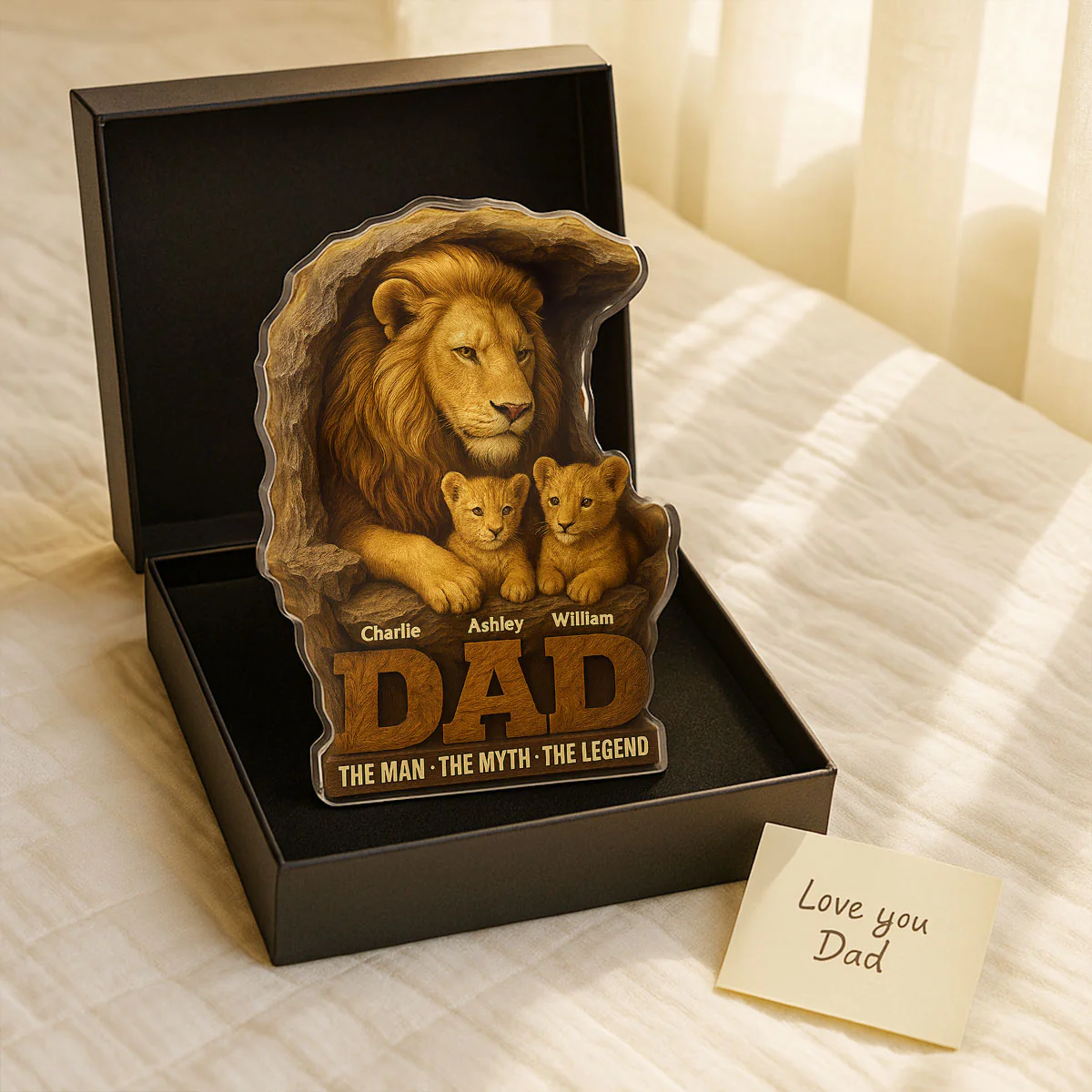Lion Dad And Kids Personalized Custom Shape Acrylic Block Plaque - Image 10