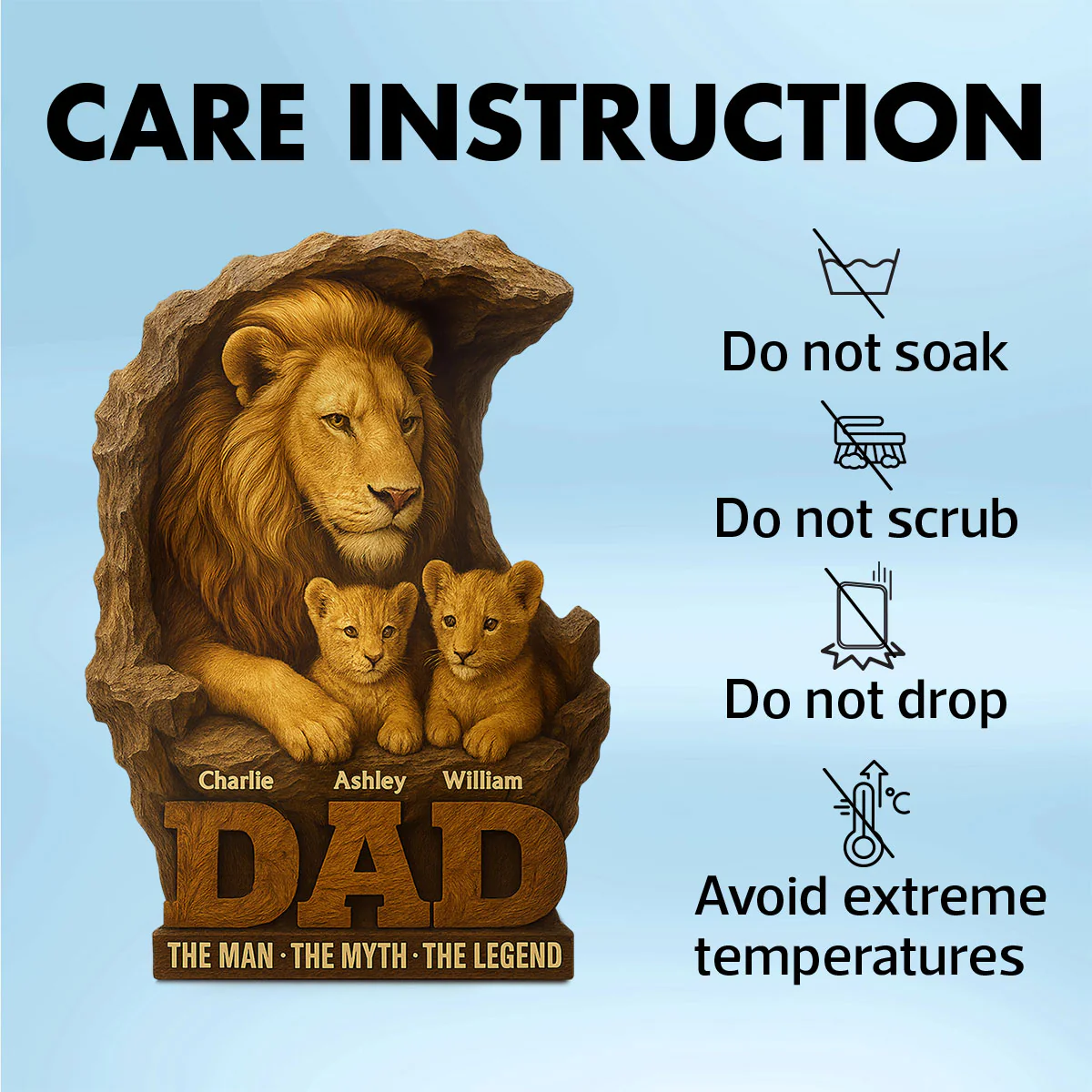 Lion Dad And Kids Personalized Custom Shape Acrylic Block Plaque - Image 11