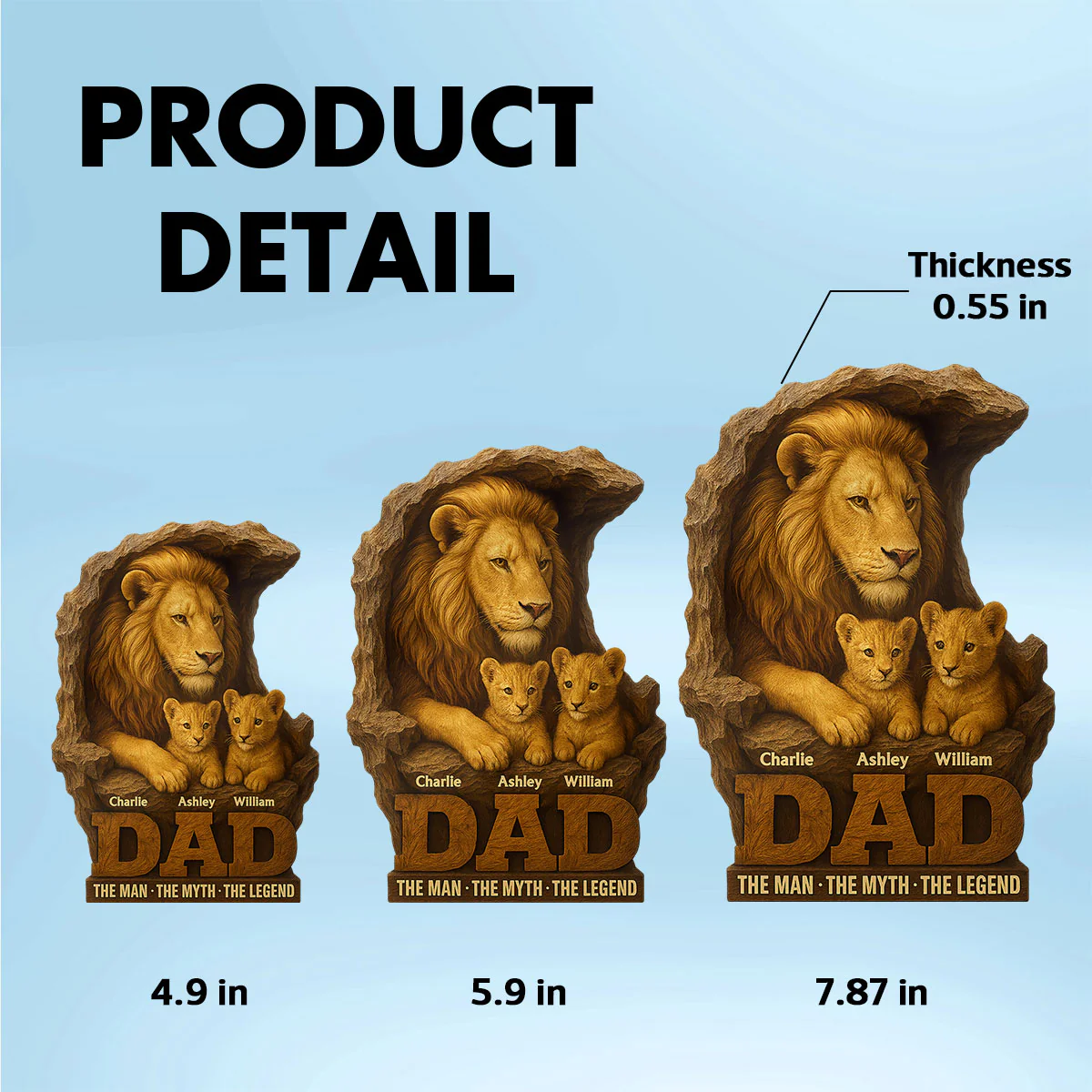Lion Dad And Kids Personalized Custom Shape Acrylic Block Plaque - Image 12