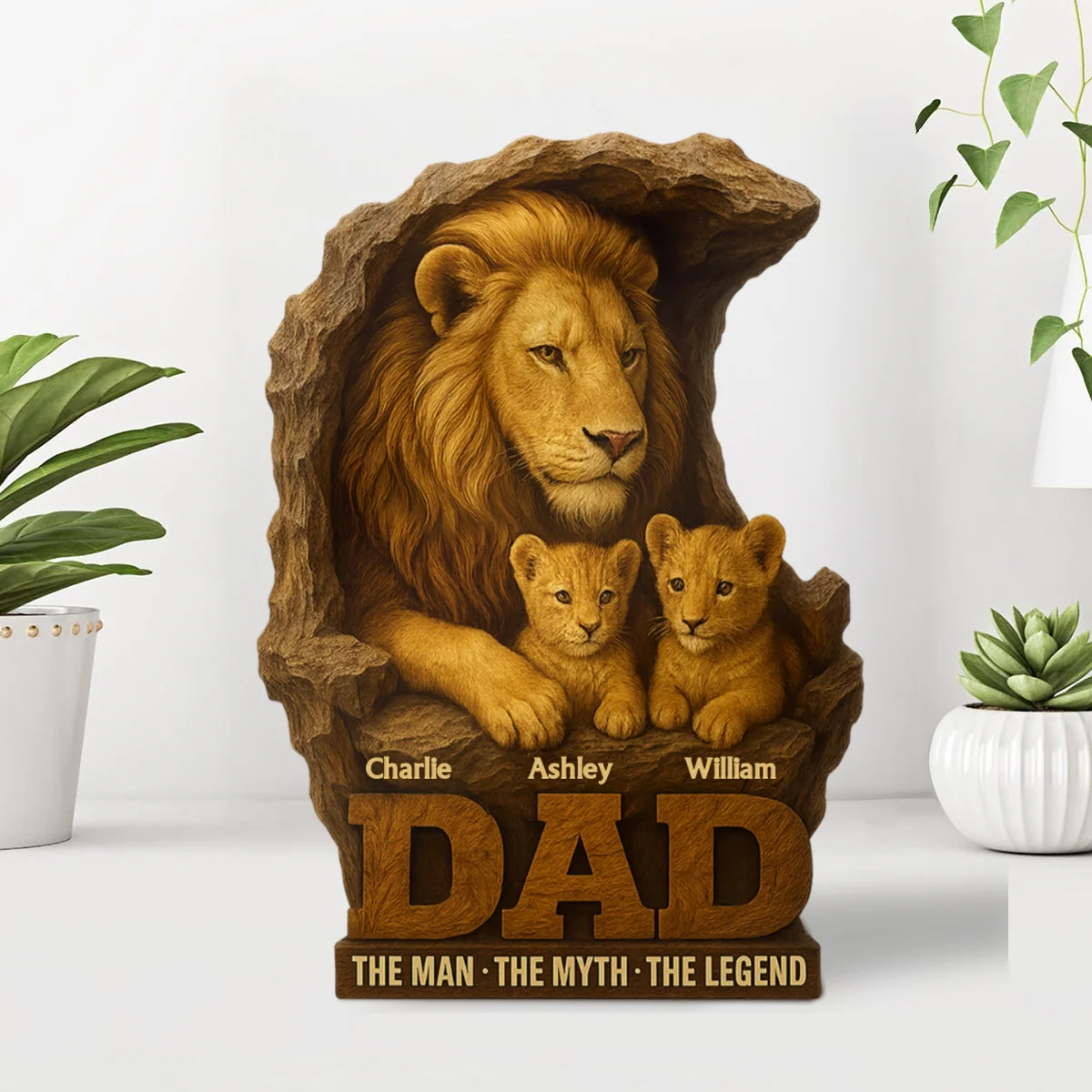 Lion Dad And Kids Personalized Custom Shape Acrylic Block Plaque - Image 13
