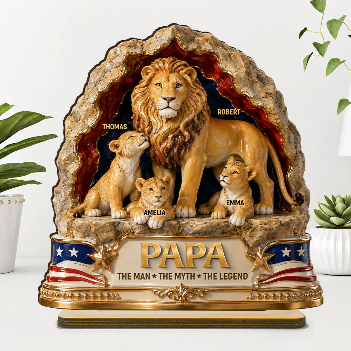 Lion Dad the Legend - Personalized 2-Layered Wooden Plaque - Gift for Dad, Husband - Image 4