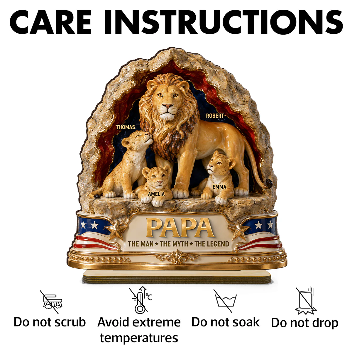 Lion Dad the Legend - Personalized 2-Layered Wooden Plaque - Gift for Dad, Husband - Image 9