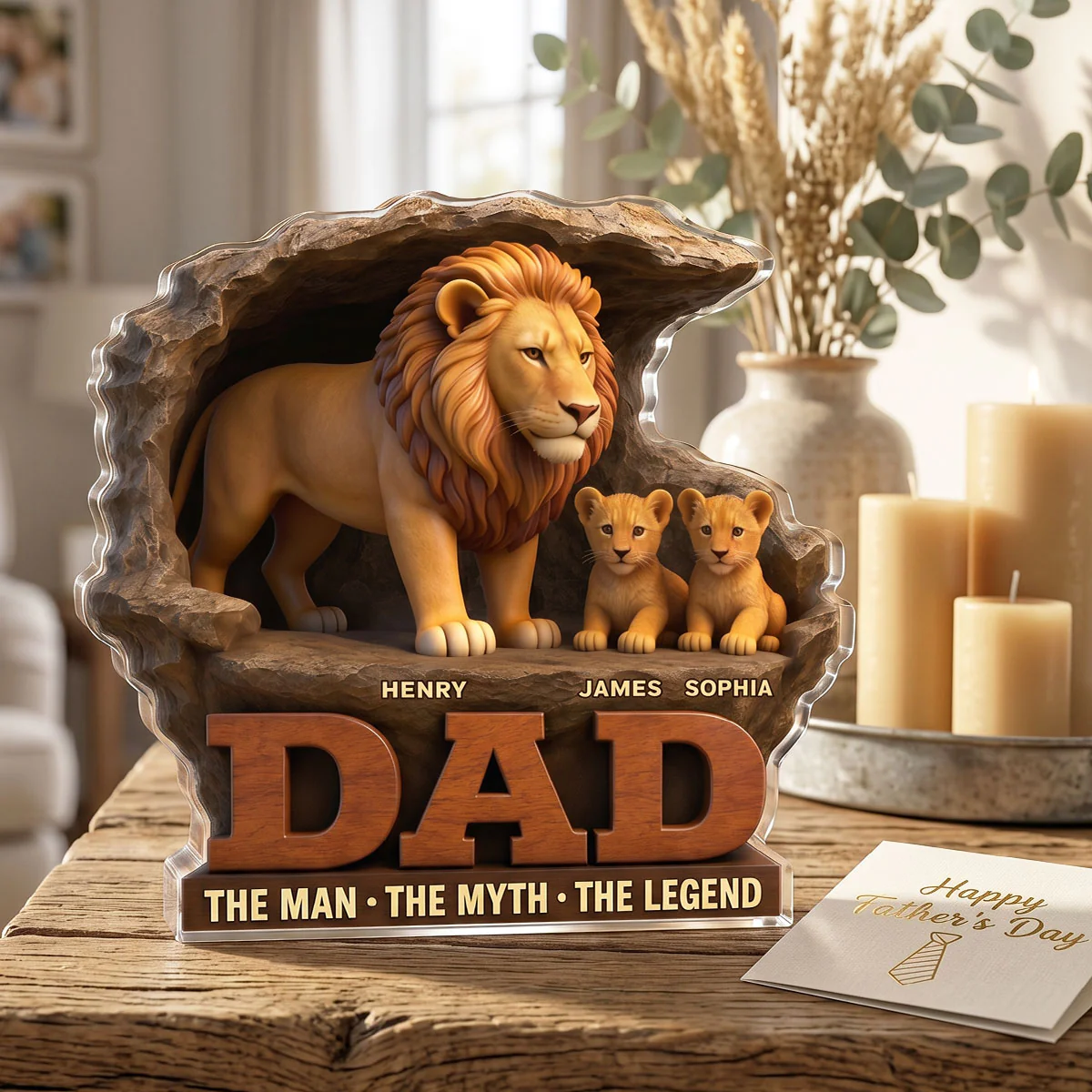 Lion Dad The Man The Myth The Legend - Personalized Acrylic Block Plaque - Cool Gift For Dad - Image 5