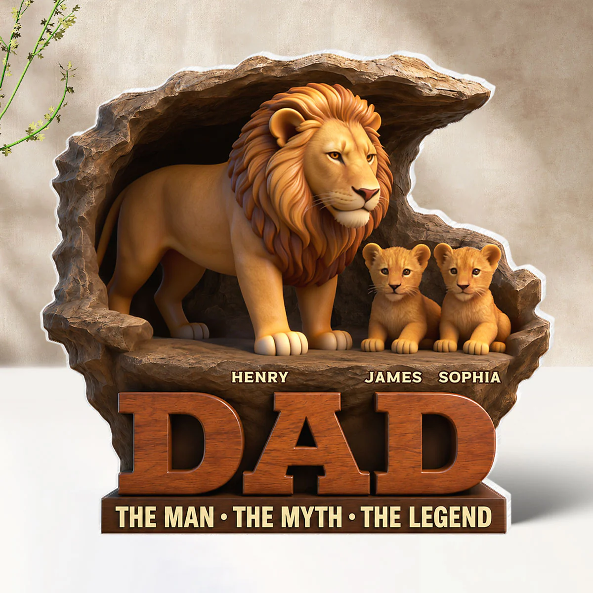 Lion Dad The Man The Myth The Legend - Personalized Acrylic Block Plaque - Cool Gift For Dad - Image 7