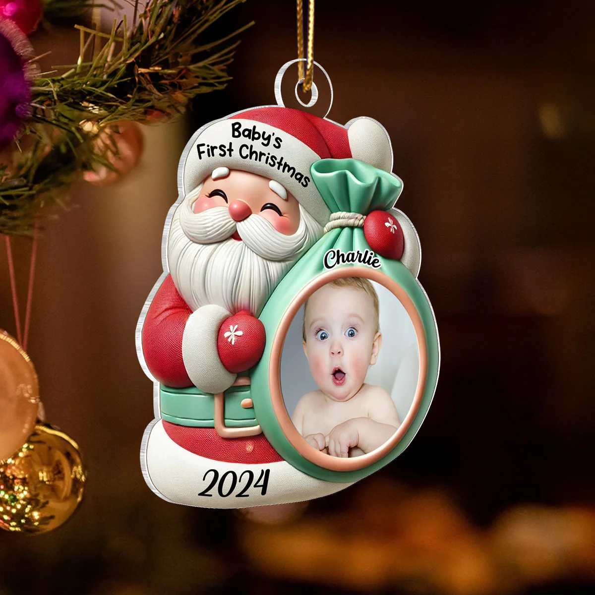 Little Bundle Big Joy Upload Photo Baby Ornament, 2024 Keepsake Christmas Ornament, Baby Shower Gifts, Gift For Newborns - Image 4