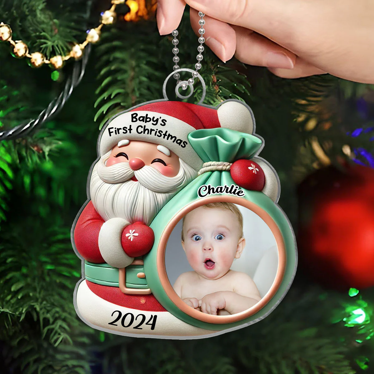 Little Bundle Big Joy Upload Photo Baby Ornament, 2024 Keepsake Christmas Ornament, Baby Shower Gifts, Gift For Newborns - Image 5