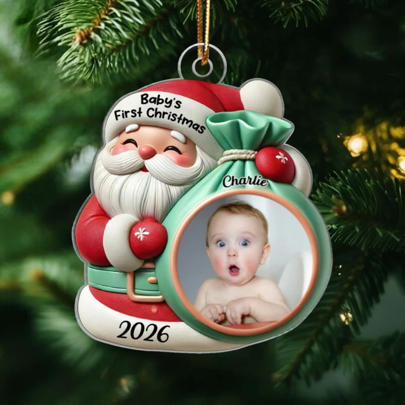 Little Bundle Big Joy Upload Photo Baby Ornament, 2024 Keepsake Christmas Ornament, Baby Shower Gifts, Gift For Newborns - Image 7