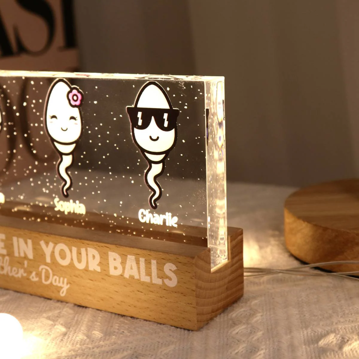 Little Cute Kids Happy Father‘s Day Personalized Acrylic Block LED Night Light - Image 5