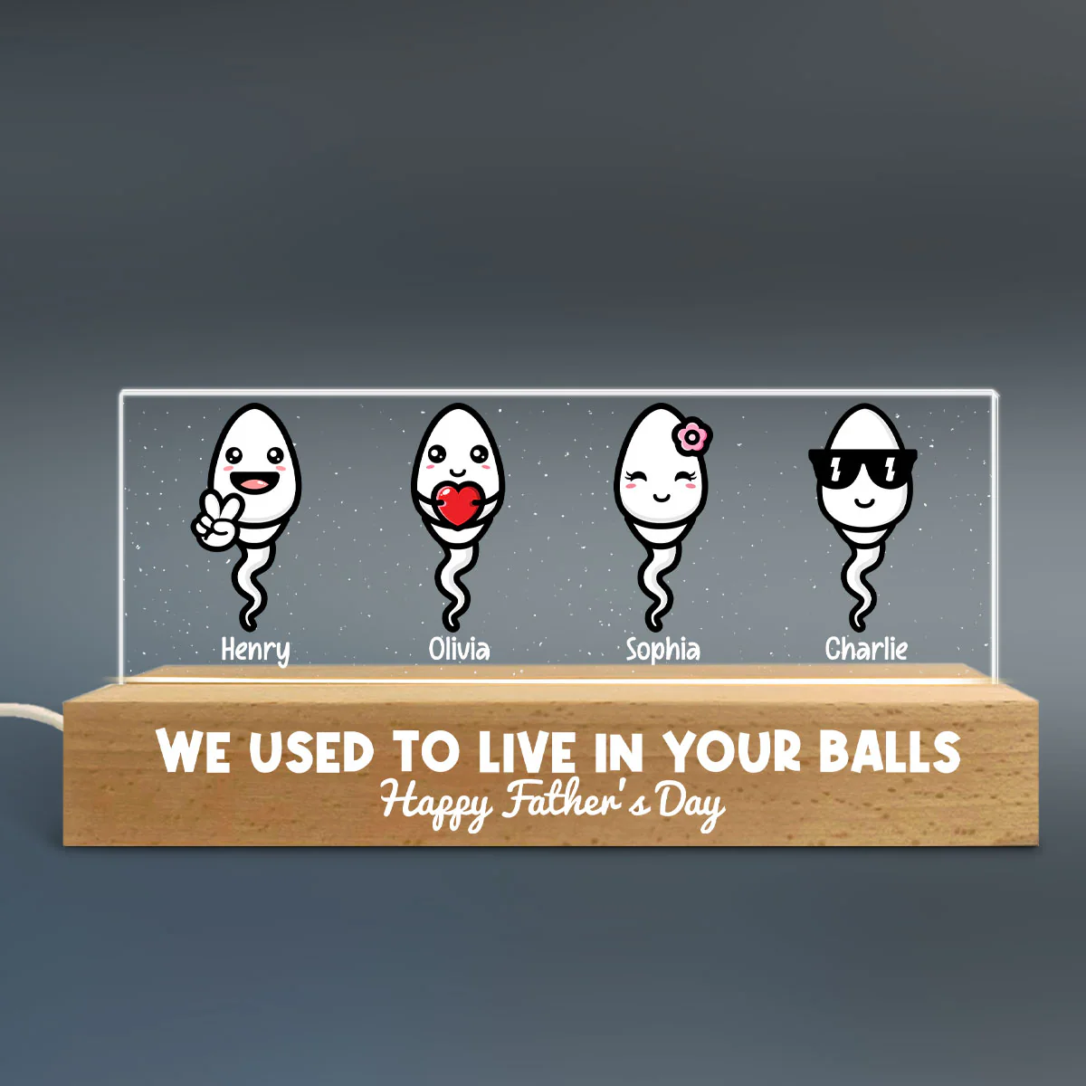 Little Cute Kids Happy Father‘s Day Personalized Acrylic Block LED Night Light - Image 6