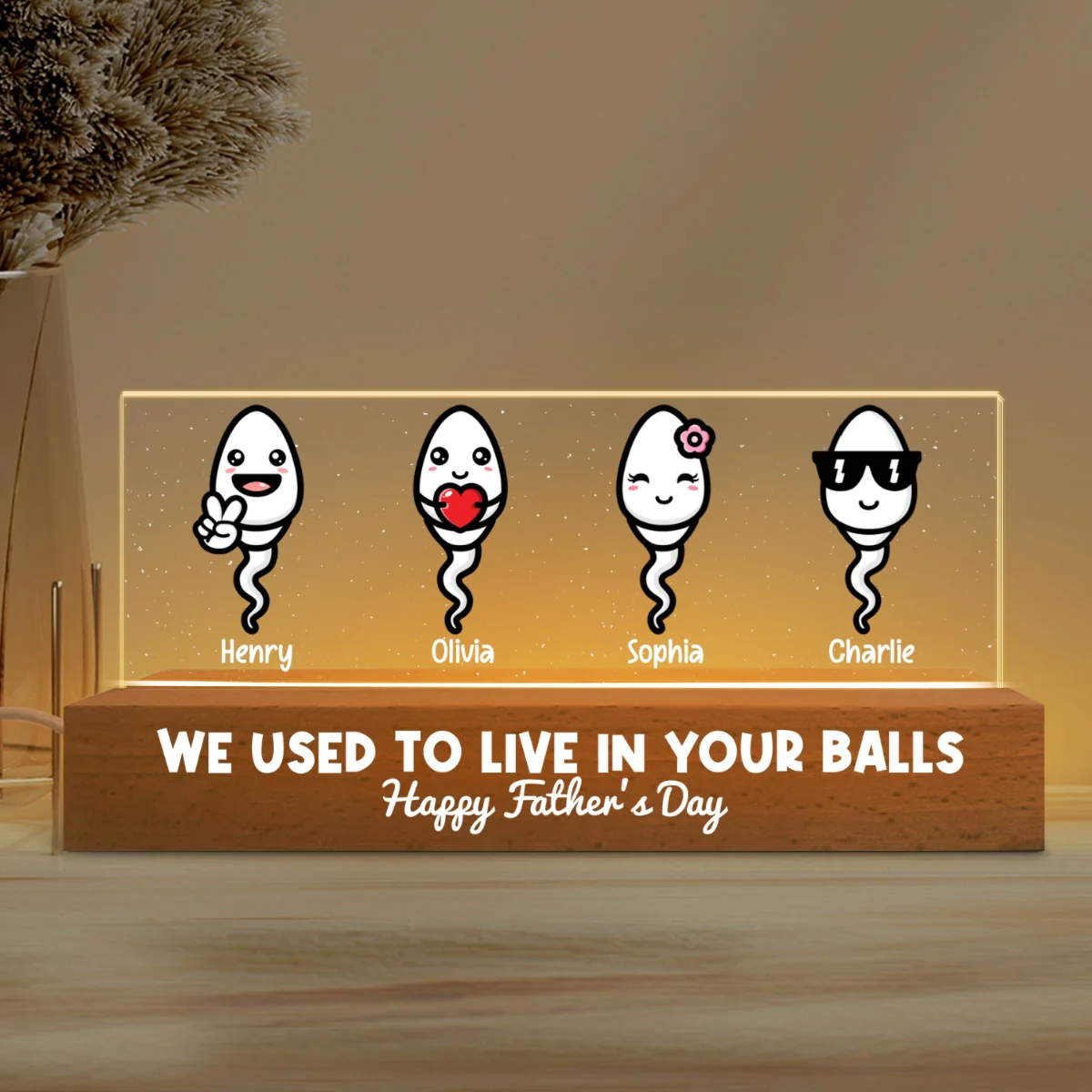 Little Cute Kids Happy Father‘s Day Personalized Acrylic Block LED Night Light - Image 7