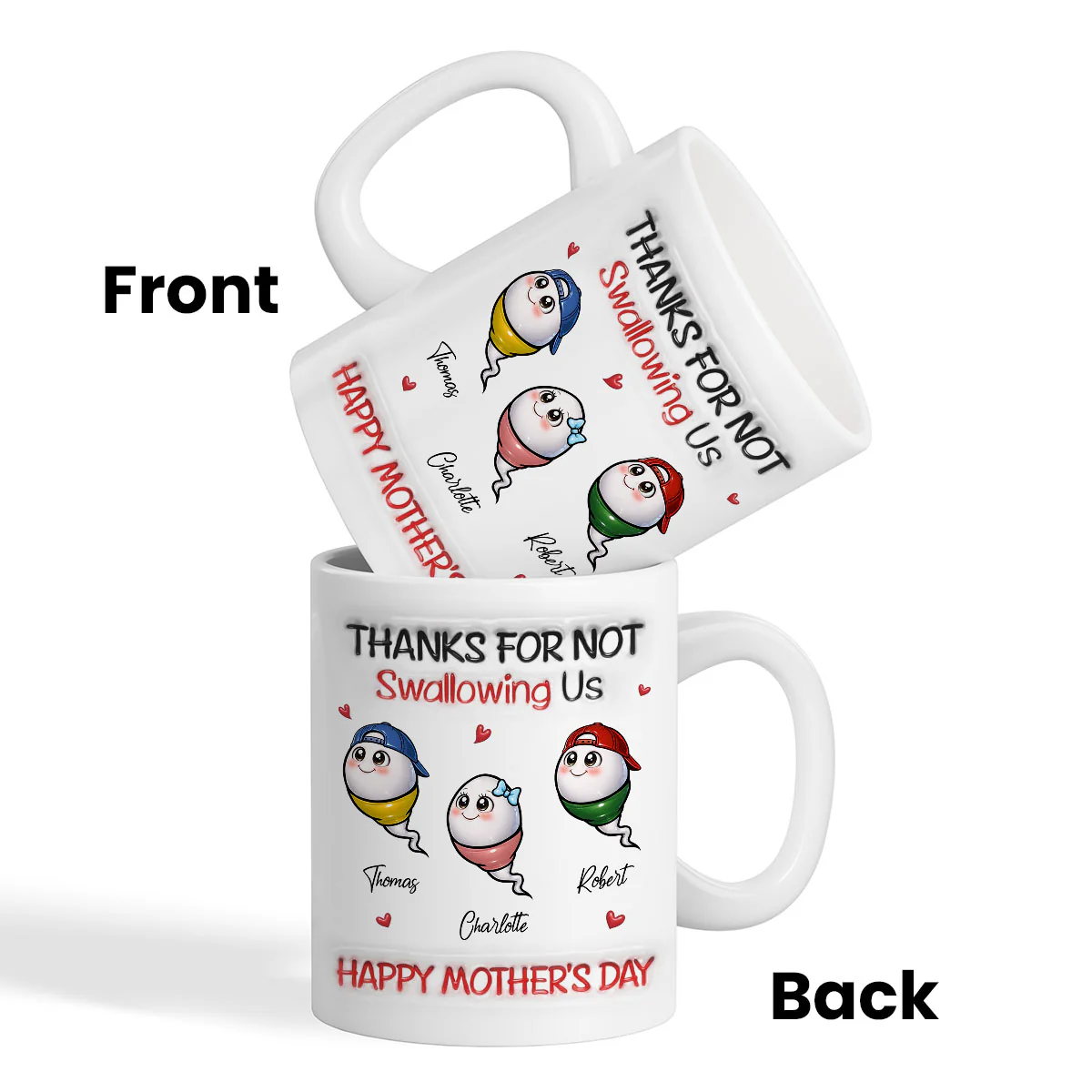 Little Cute Kids Thanks For Not Swallowing Us - Personalized Mug - Funny Mother's Day Gift For Mom - Image 6