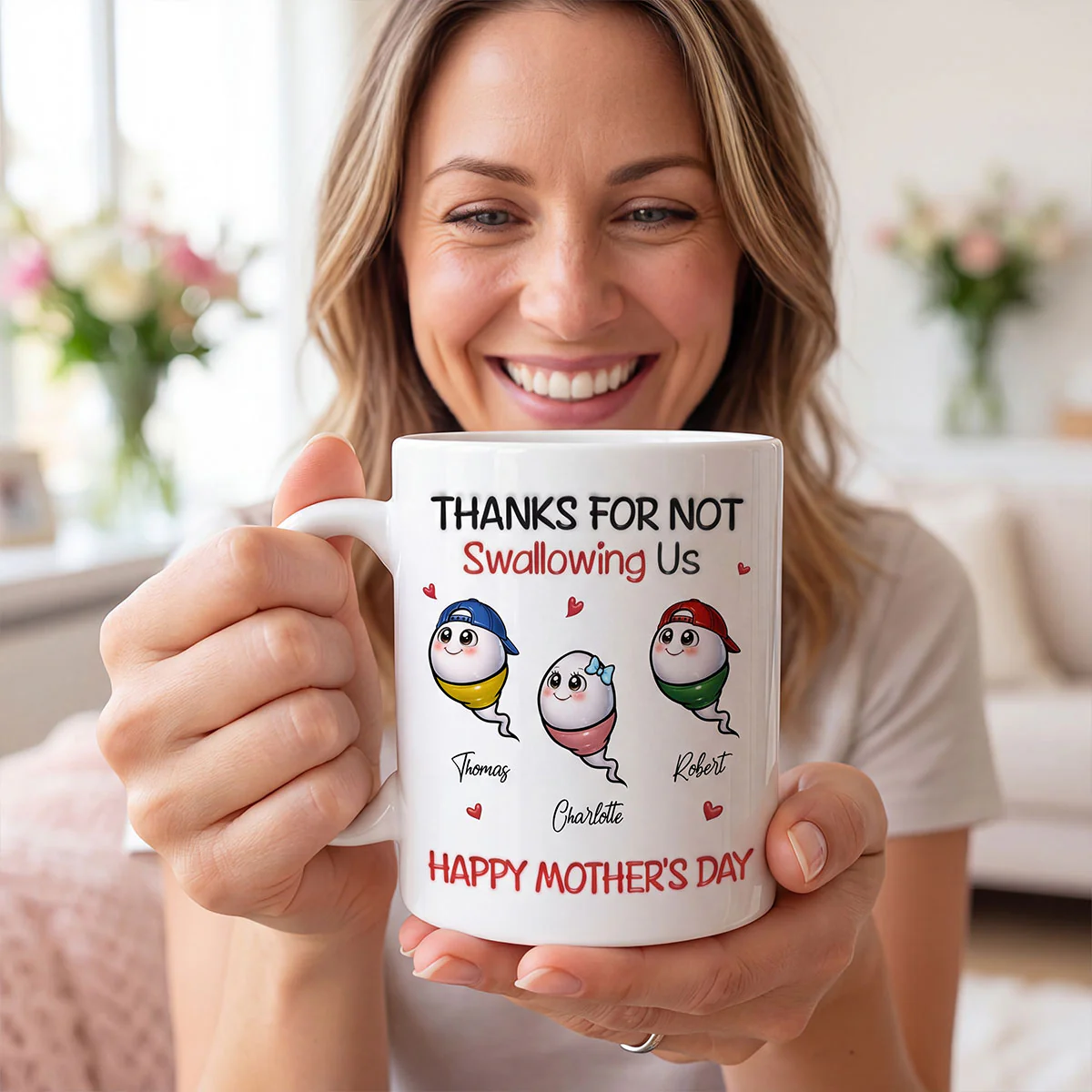 Little Cute Kids Thanks For Not Swallowing Us - Personalized Mug - Funny Mother's Day Gift For Mom - Image 9