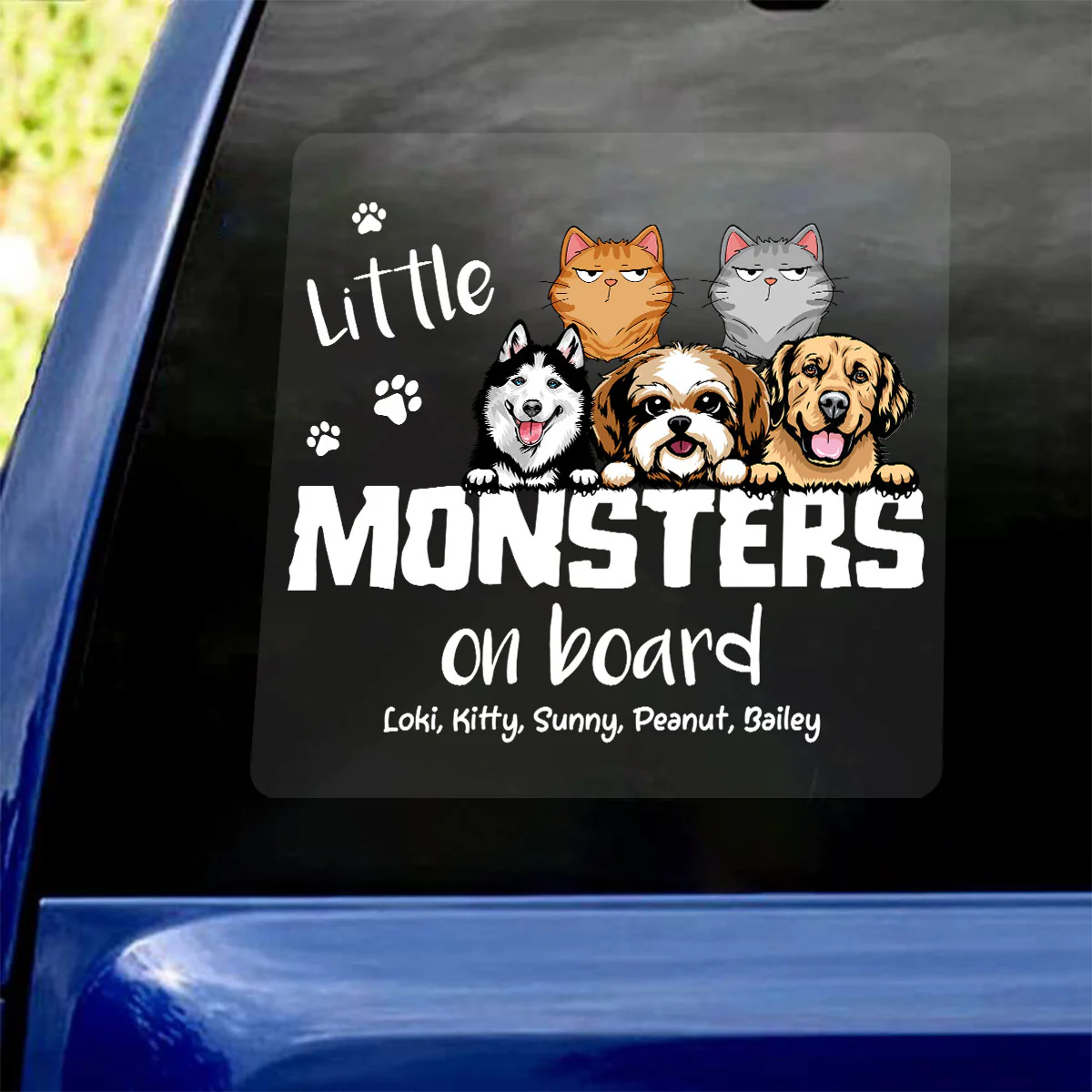 Little Monsters On Board Dog Cat Lover Personalized Car Decal - Image 15
