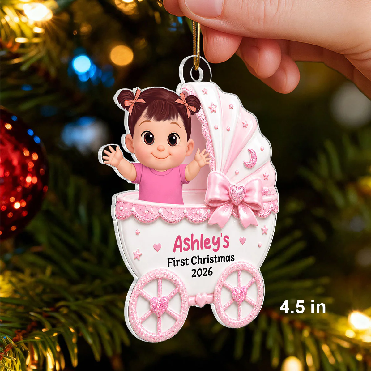 Little Princess Prince Baby Carriage - Personalized Acrylic Ornament - Unique Christmas Gift For New Parent, Newborn Keepsake - Image 2