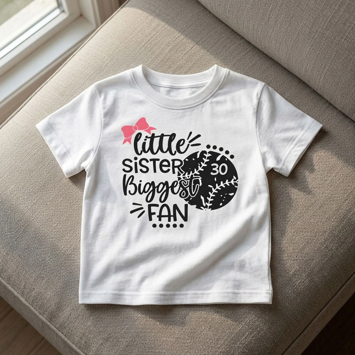 Little Sister Little Brother Biggest Fan - Personalized Kid Shirt - Baseball Little League Game Day Light Color Shirt - Image 3