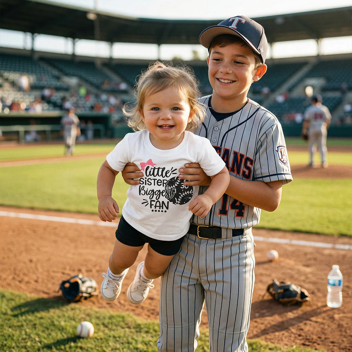 Little Sister Little Brother Biggest Fan - Personalized Kid Shirt - Baseball Little League Game Day Light Color Shirt - Image 9