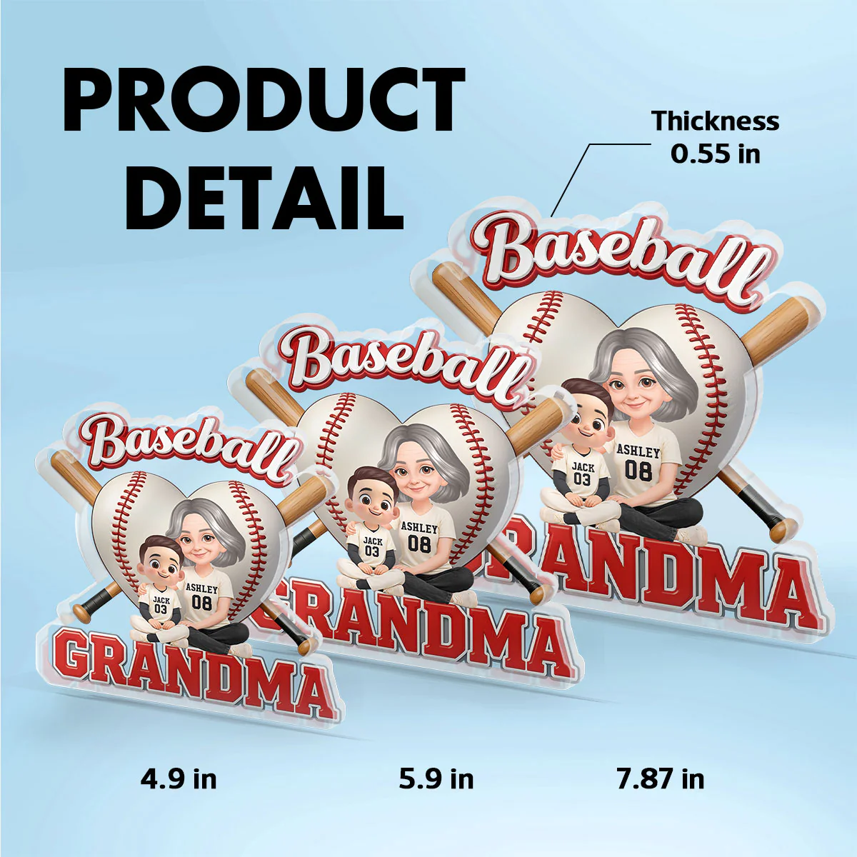 Little Sluggers Crew Baseball Grandma - Personalized Acrylic Block Plaque - Mother's Day Gift For Grandma, Mom - Image 8