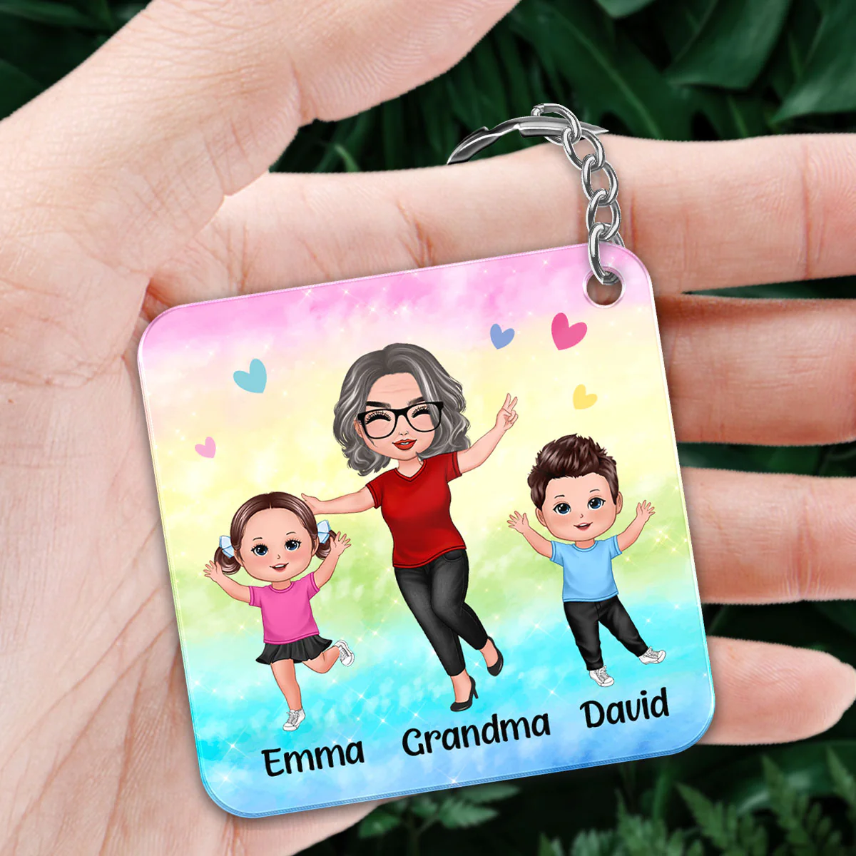 Live Love Spoil Grandma Grandkids Personalized Acrylic Keychain - Image 2