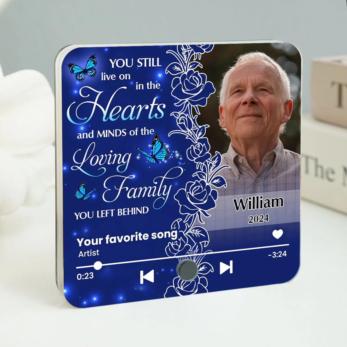 Live On In The Hearts And Minds Memorial Personalized Music Fridge Magnet, Sympathy Keepsake, Remembrance Gift - Image 2