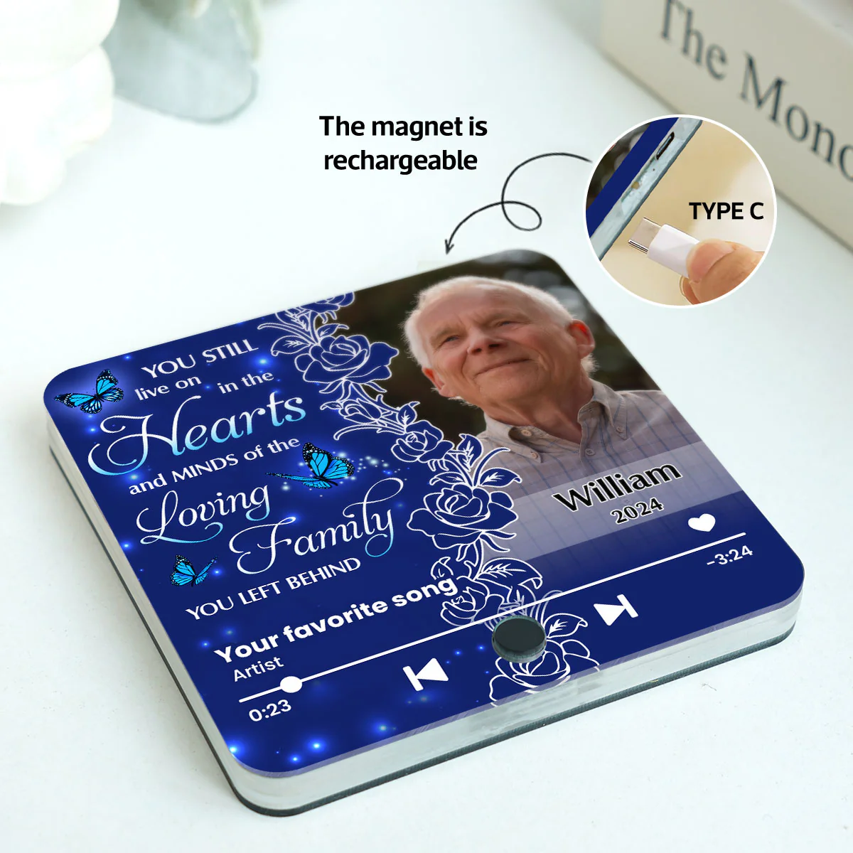 Live On In The Hearts And Minds Memorial Personalized Music Fridge Magnet, Sympathy Keepsake, Remembrance Gift - Image 3