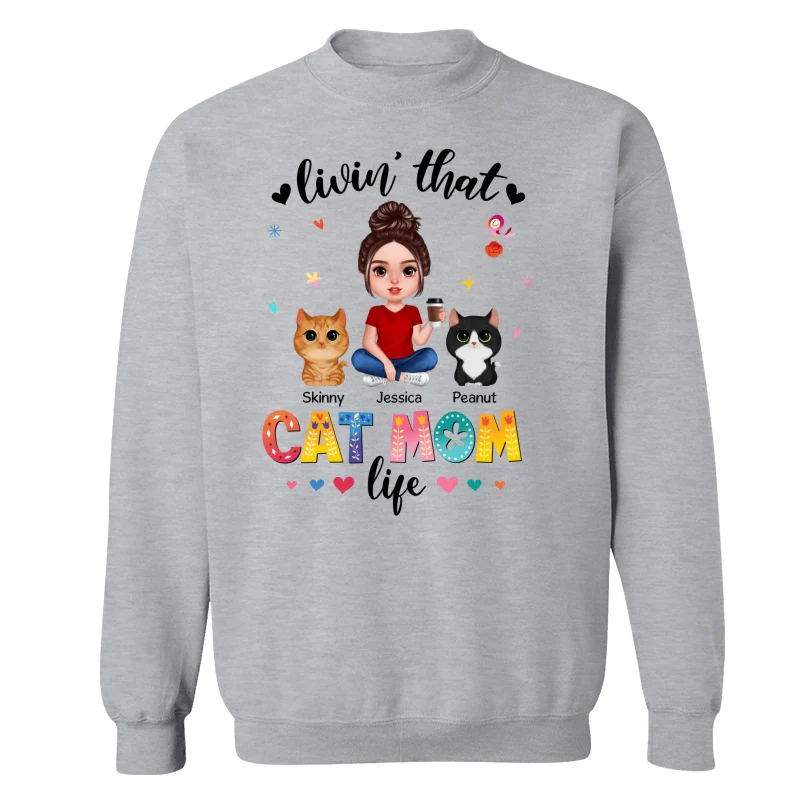 Livin‘ That Cat Mom Life Personalized Shirt - Image 18