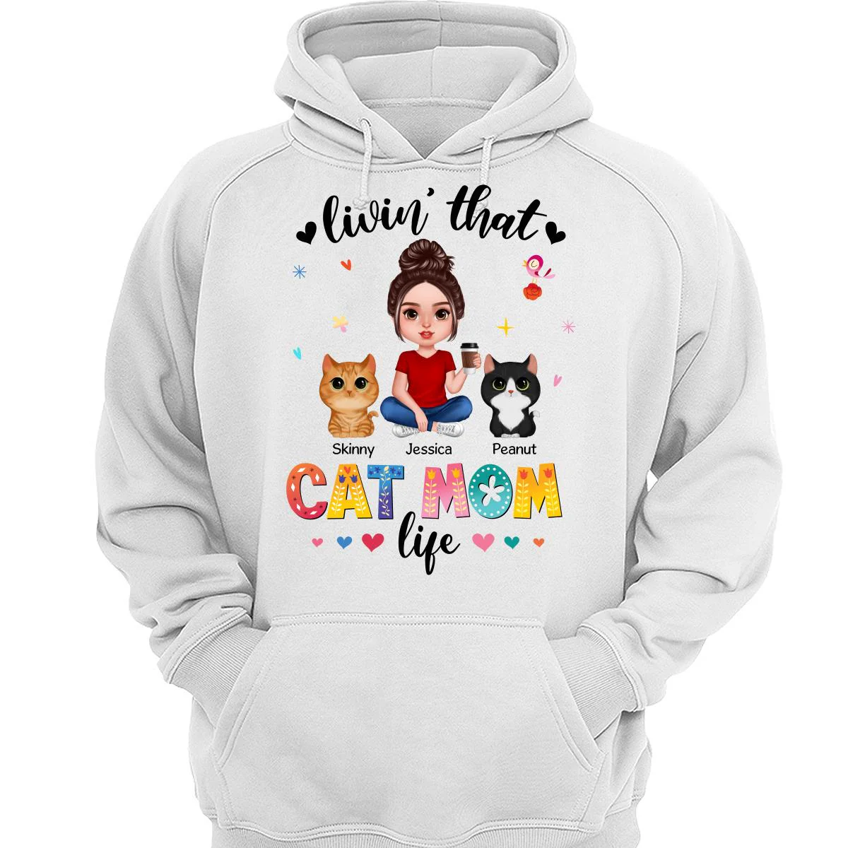 Livin‘ That Cat Mom Life Personalized Shirt - Image 3